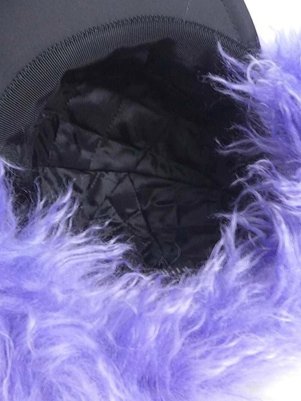 Auth PRADA Cap Black/Purple Nylon/Mohair/Silvertone - Picture 8 of 9